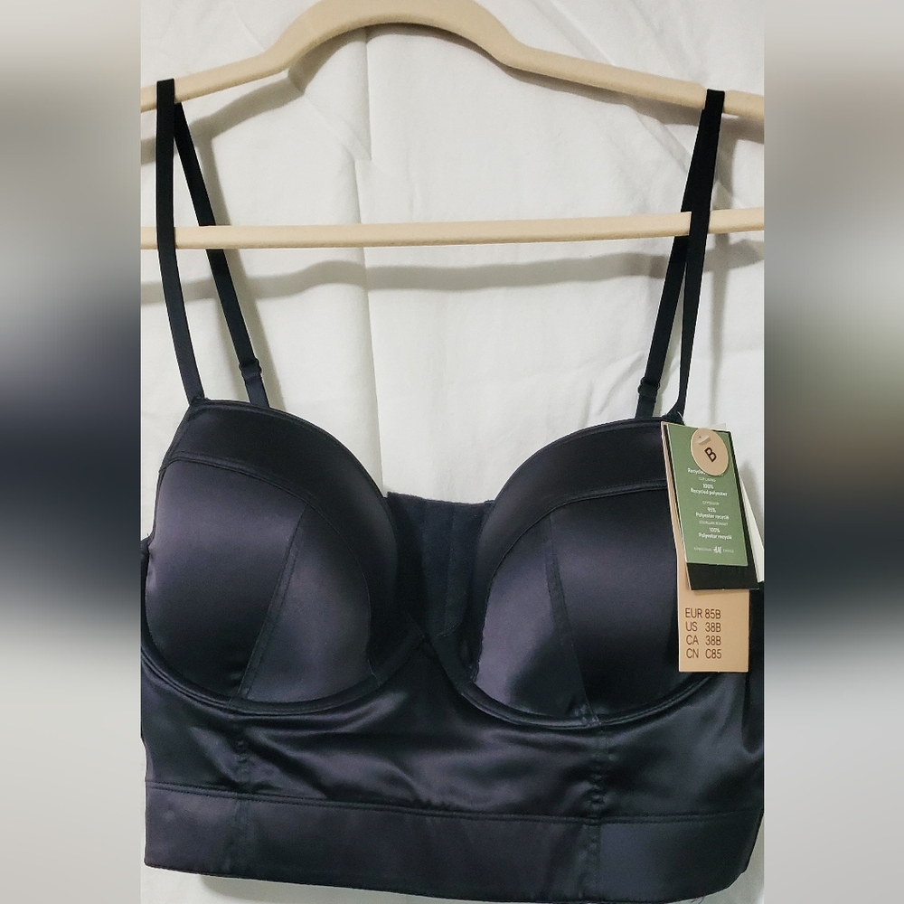 H&M Black Satin Bustier